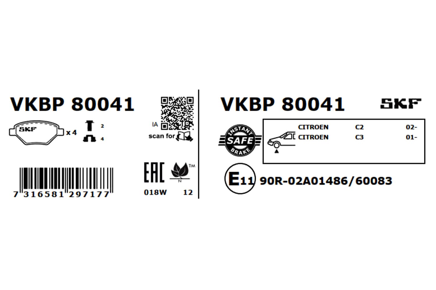 Obrázok Sada brzdových platničiek kotúčovej brzdy SKF  VKBP80041
